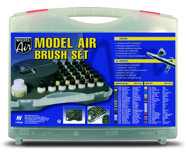 Vallejo 71.172 Model Air basis set van 29 flesjes inclusief Airbrush