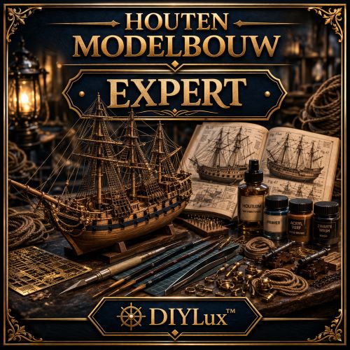 DIY-Lux tegel bouwniveau expert voor houten modelbouw met zeer gedetailleerd modelschip en complexe afwerking
