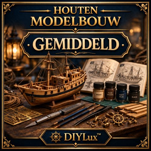 DIY-Lux tegel bouwniveau gemiddeld voor houten modelbouw met gedetailleerder scheepsmodel en extra afwerking