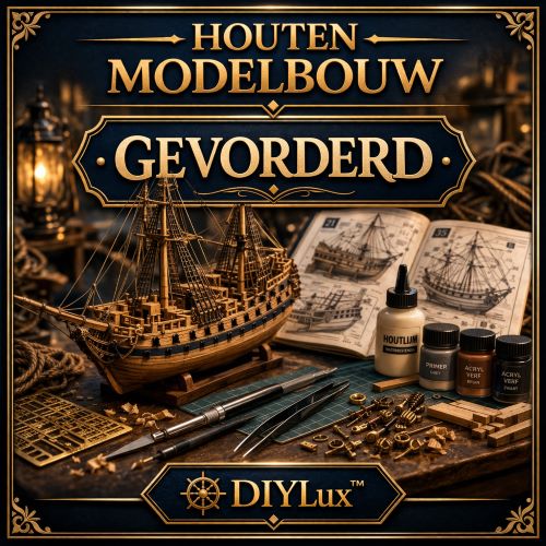 DIY-Lux tegel bouwniveau gevorderd voor houten modelbouw met complexer modelschip, precisiegereedschap en fijne details