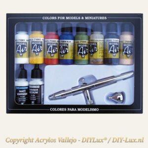 Vallejo 71167 Basic Colors (10) + Airbrush verfset