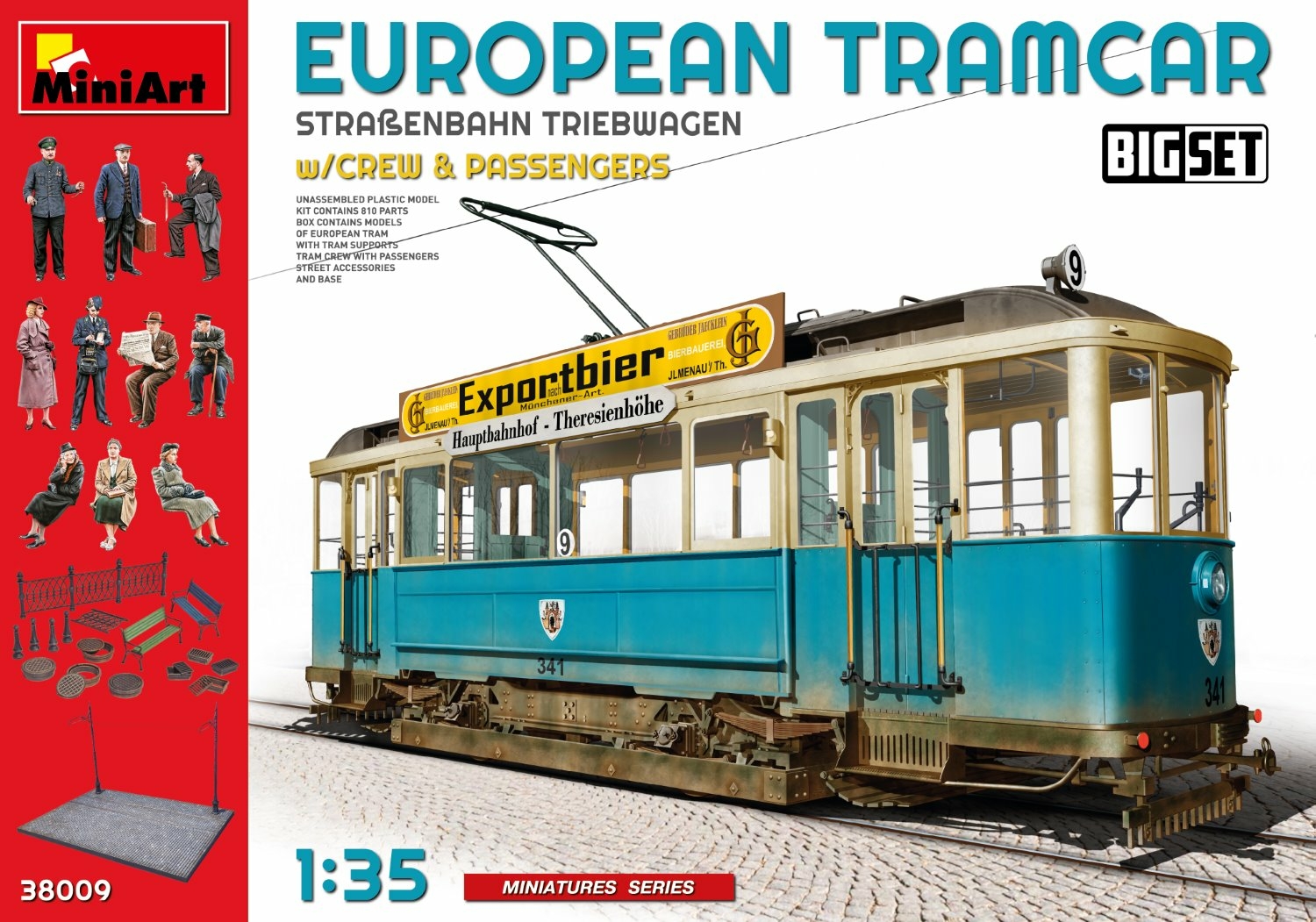MiniArt 38009 Europese tram met bemanning en passagiers